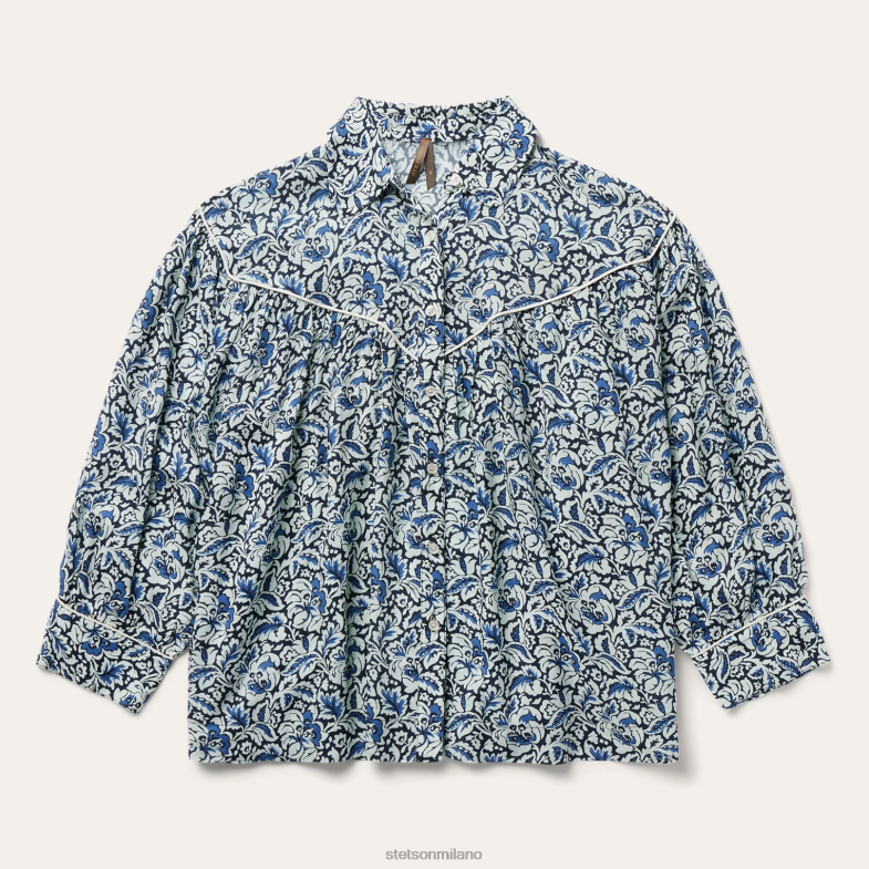 Stetson Blusa con stampa tappezzeria indaco 6BP6J441 abbigliamento blu donne