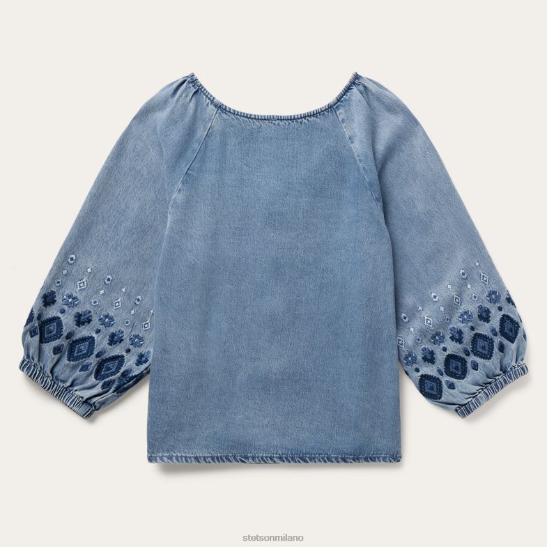 Stetson Blusa in denim lyocell con bottoni automatici sul davanti 6BP6J440 abbigliamento blu donne