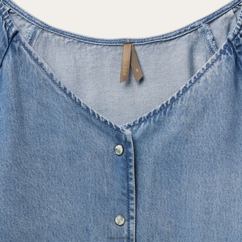 Stetson Blusa in denim lyocell con bottoni automatici sul davanti 6BP6J440 abbigliamento blu donne