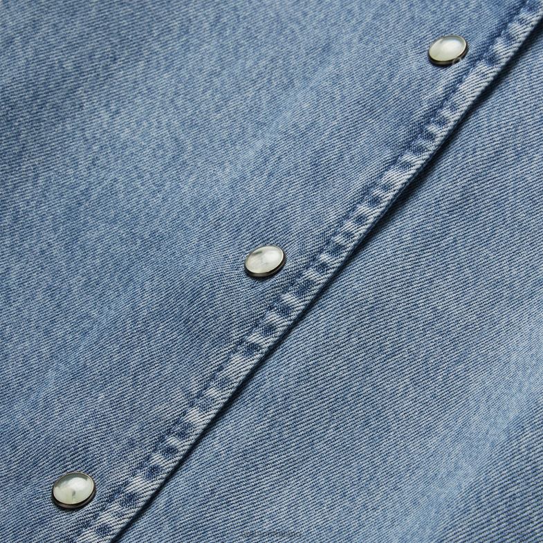 Stetson Blusa in denim lyocell con bottoni automatici sul davanti 6BP6J440 abbigliamento blu donne