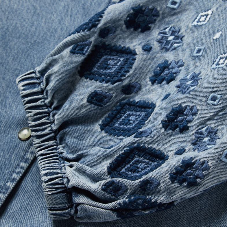 Stetson Blusa in denim lyocell con bottoni automatici sul davanti 6BP6J440 abbigliamento blu donne