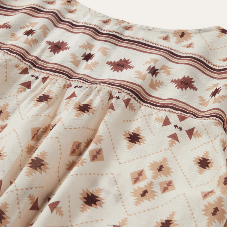 Stetson Blusa in rayon spinato con stampa bordo gaucho 6BP6J447 abbigliamento bianco donne