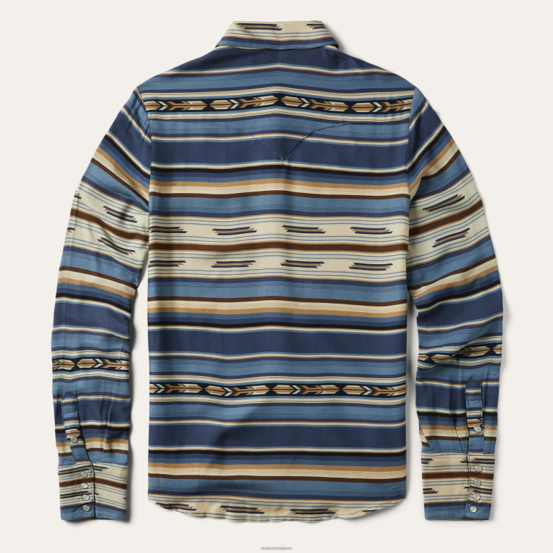 Stetson Blusa in twill di rayon con stampa serape indaco 6BP6J436 abbigliamento blu donne
