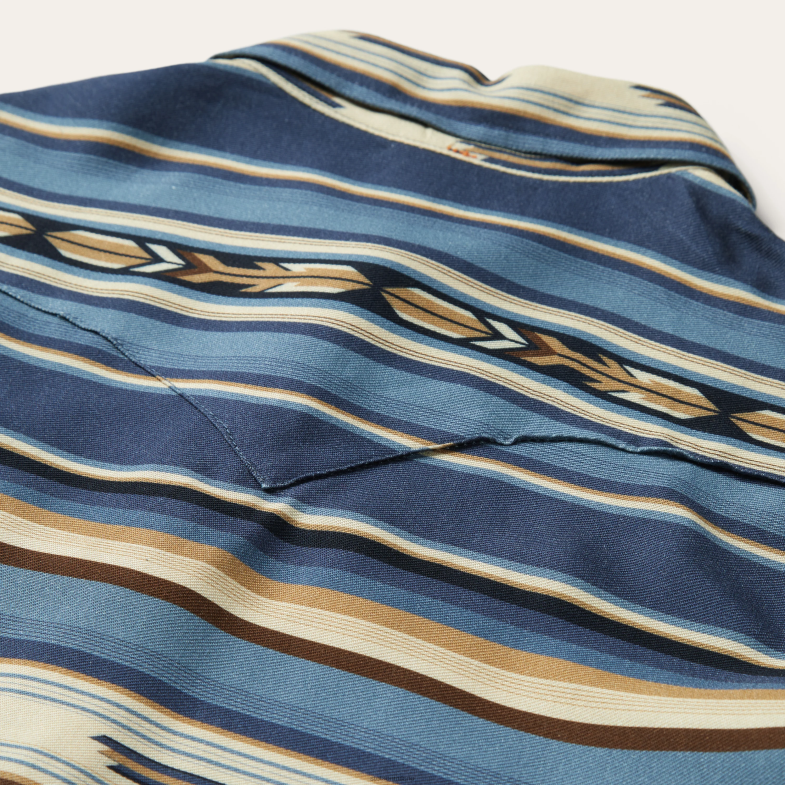 Stetson Blusa in twill di rayon con stampa serape indaco 6BP6J436 abbigliamento blu donne
