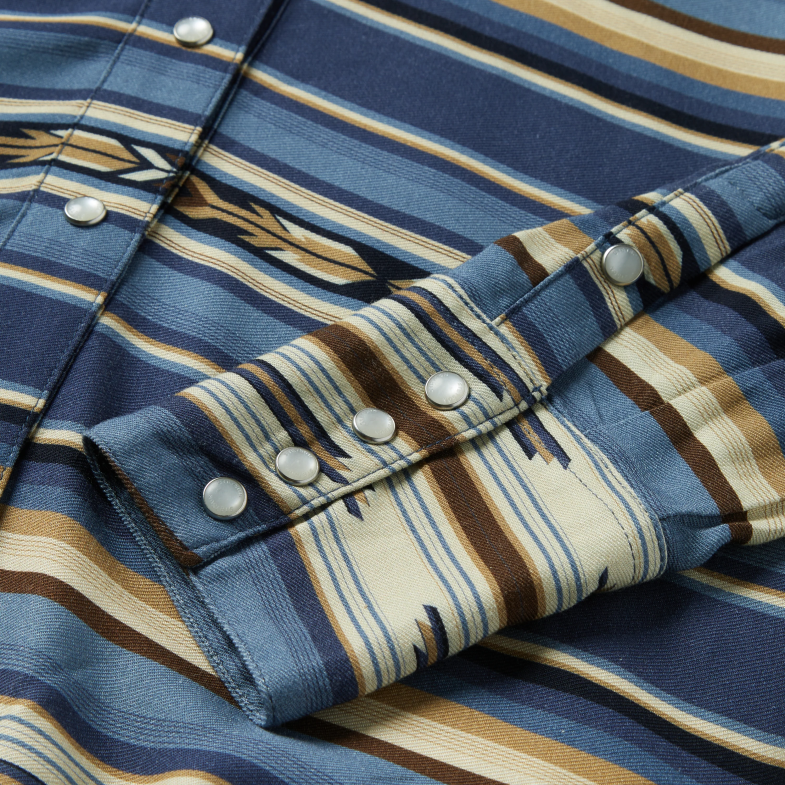 Stetson Blusa in twill di rayon con stampa serape indaco 6BP6J436 abbigliamento blu donne