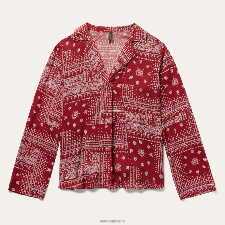 Stetson Blusa patchwork bandana 6BP6J439 abbigliamento rosso donne