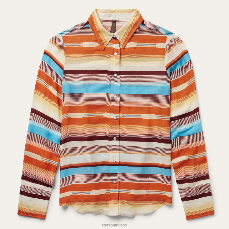 Stetson Camicia western in rayon a spina di pesce con stampa serape tramonto 6BP6J435 abbigliamento multi donne