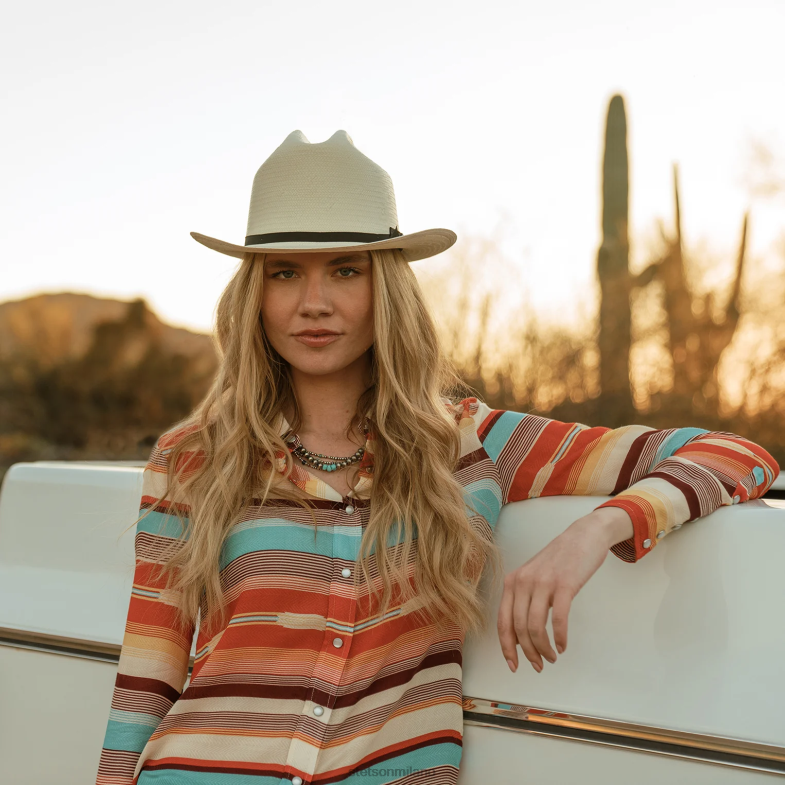 Stetson Camicia western in rayon a spina di pesce con stampa serape tramonto 6BP6J435 abbigliamento multi donne