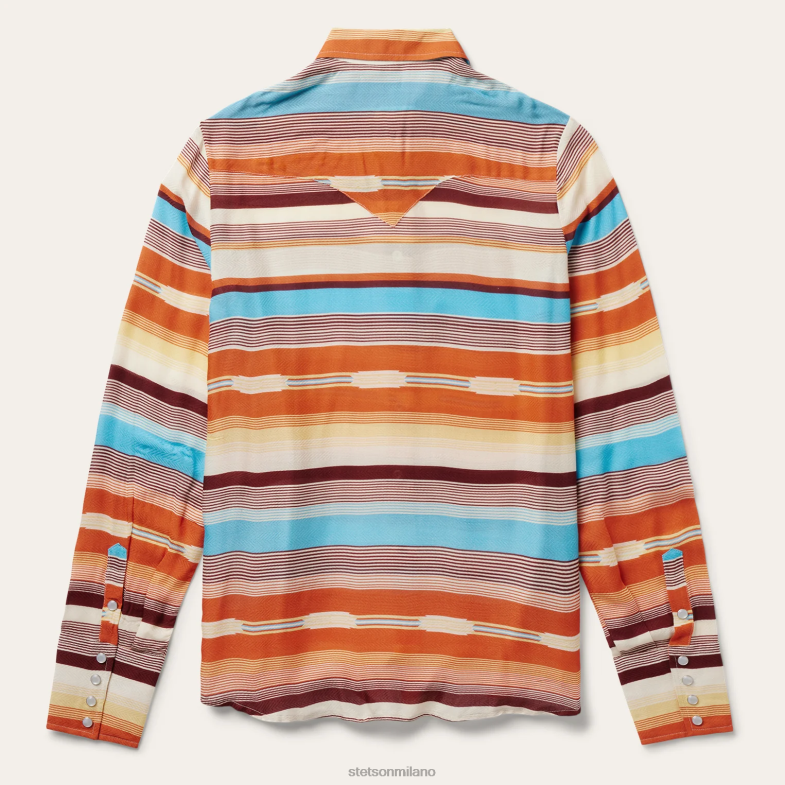 Stetson Camicia western in rayon a spina di pesce con stampa serape tramonto 6BP6J435 abbigliamento multi donne