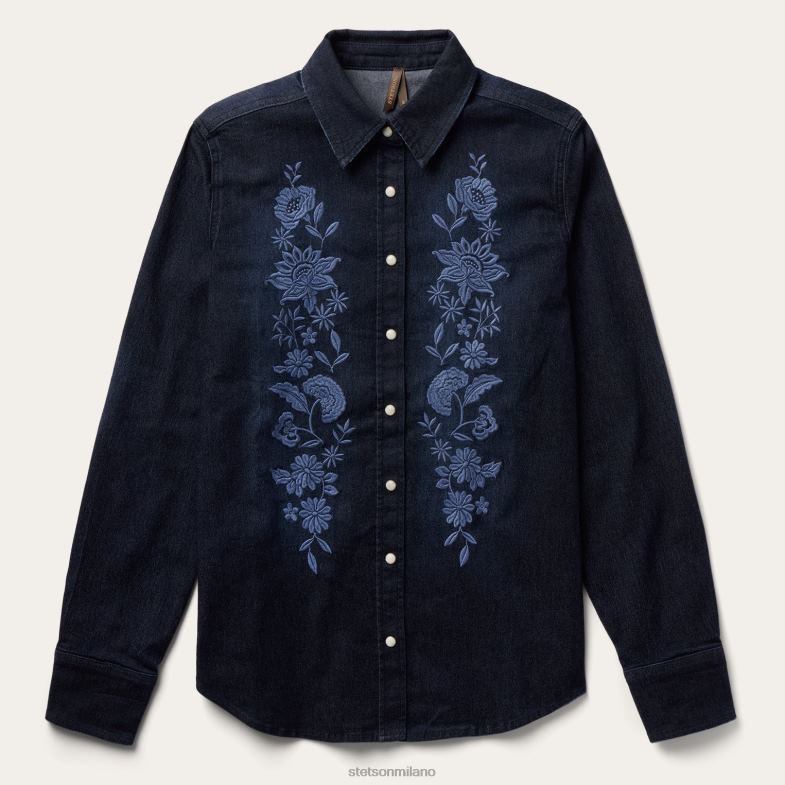 Stetson camicetta con bottoni automatici in denim scuro ricamato 6BP6J431 abbigliamento blu donne