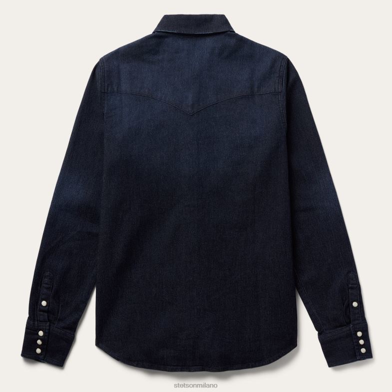 Stetson camicetta con bottoni automatici in denim scuro ricamato 6BP6J431 abbigliamento blu donne