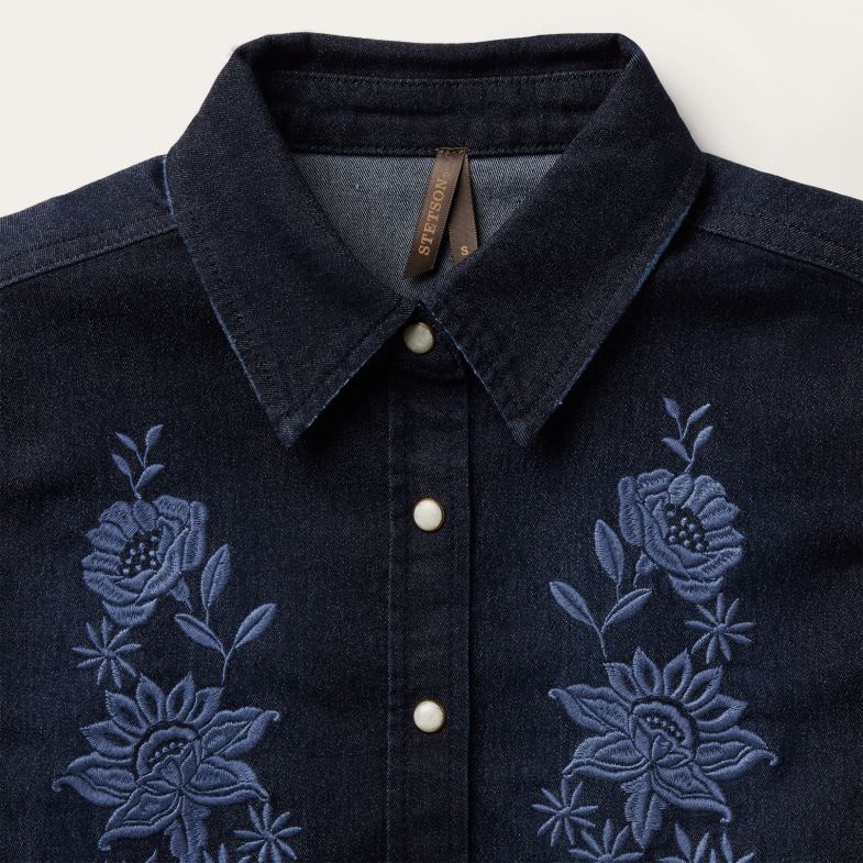 Stetson camicetta con bottoni automatici in denim scuro ricamato 6BP6J431 abbigliamento blu donne