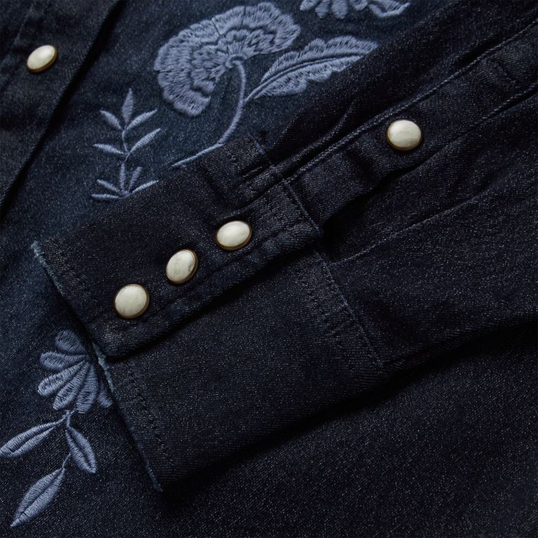 Stetson camicetta con bottoni automatici in denim scuro ricamato 6BP6J431 abbigliamento blu donne