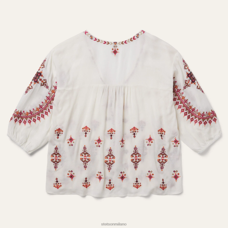 Stetson camicetta da contadina dobby 6BP6J461 abbigliamento bianco donne