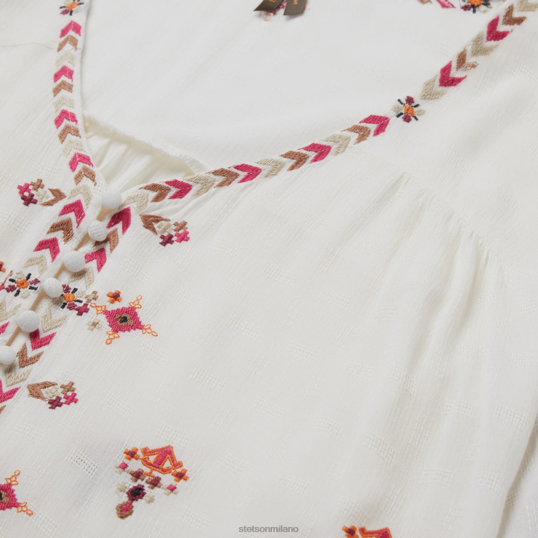 Stetson camicetta da contadina dobby 6BP6J461 abbigliamento bianco donne