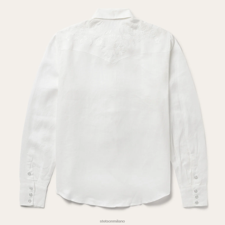 Stetson camicetta di lino a righe tono su tono ricamate 6BP6J428 abbigliamento bianco donne