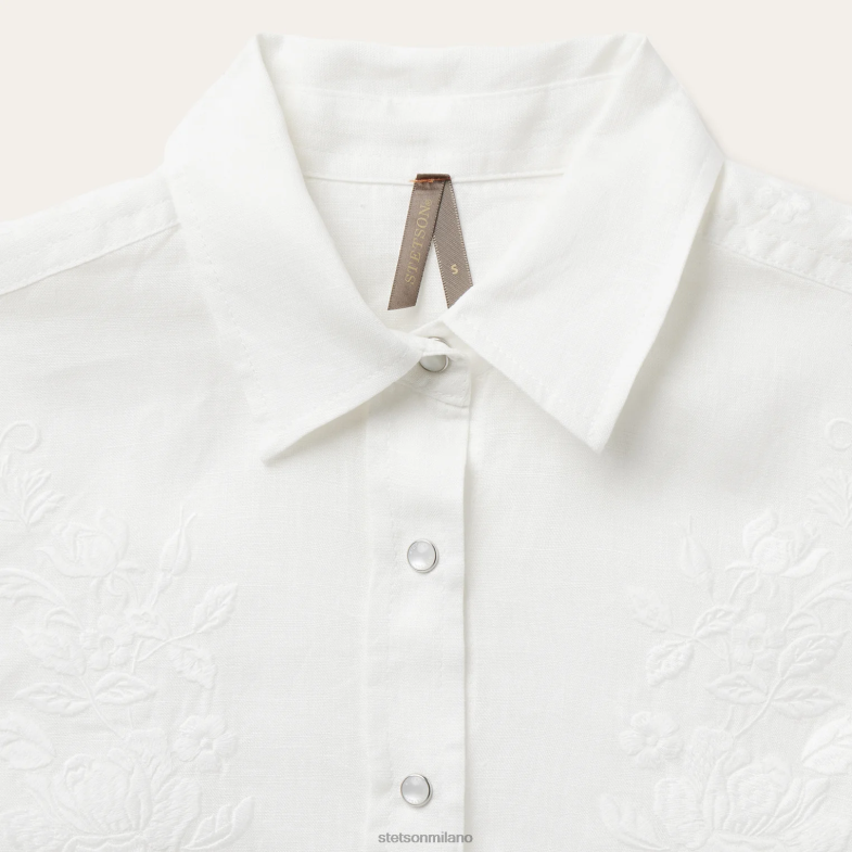 Stetson camicetta di lino a righe tono su tono ricamate 6BP6J428 abbigliamento bianco donne