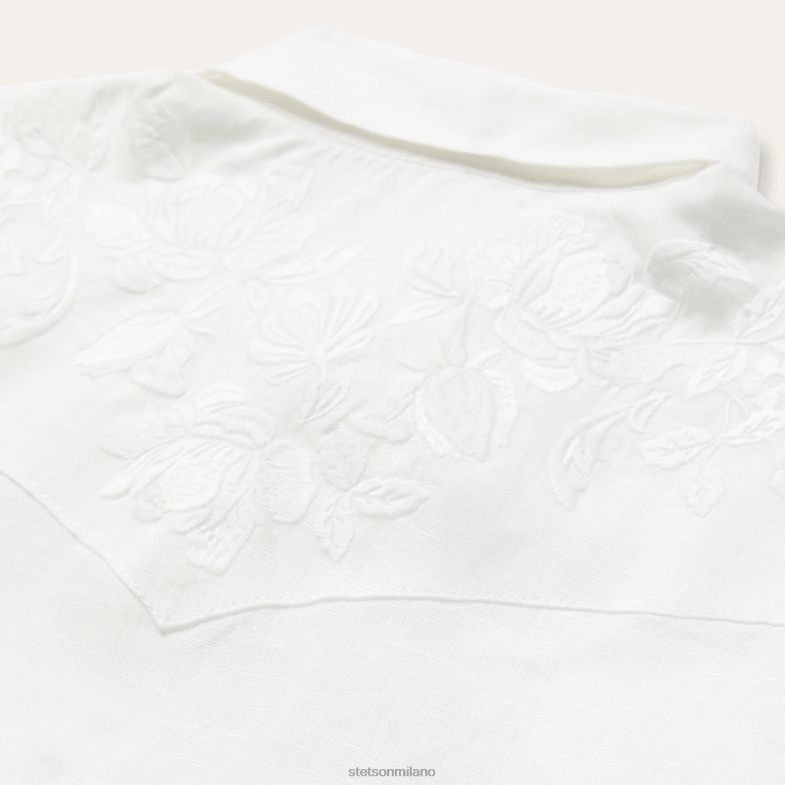 Stetson camicetta di lino a righe tono su tono ricamate 6BP6J428 abbigliamento bianco donne