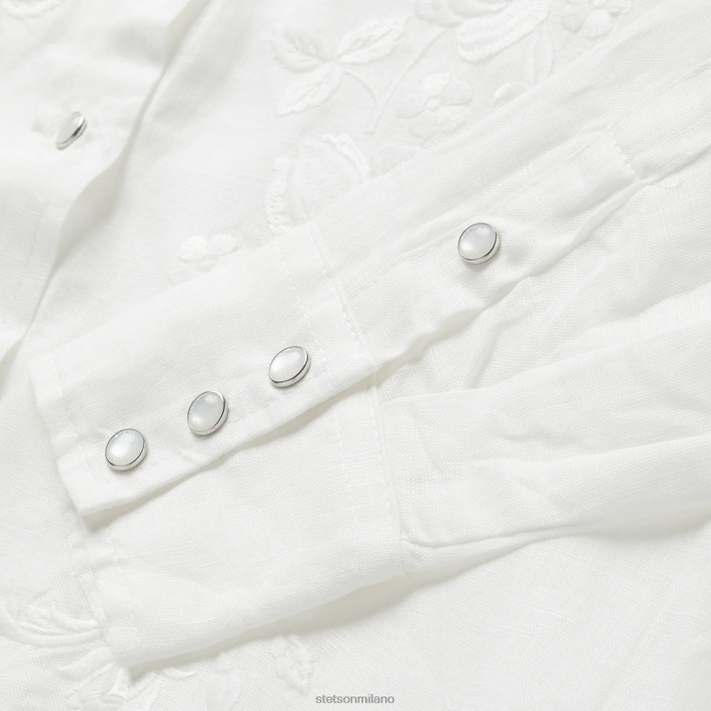 Stetson camicetta di lino a righe tono su tono ricamate 6BP6J428 abbigliamento bianco donne
