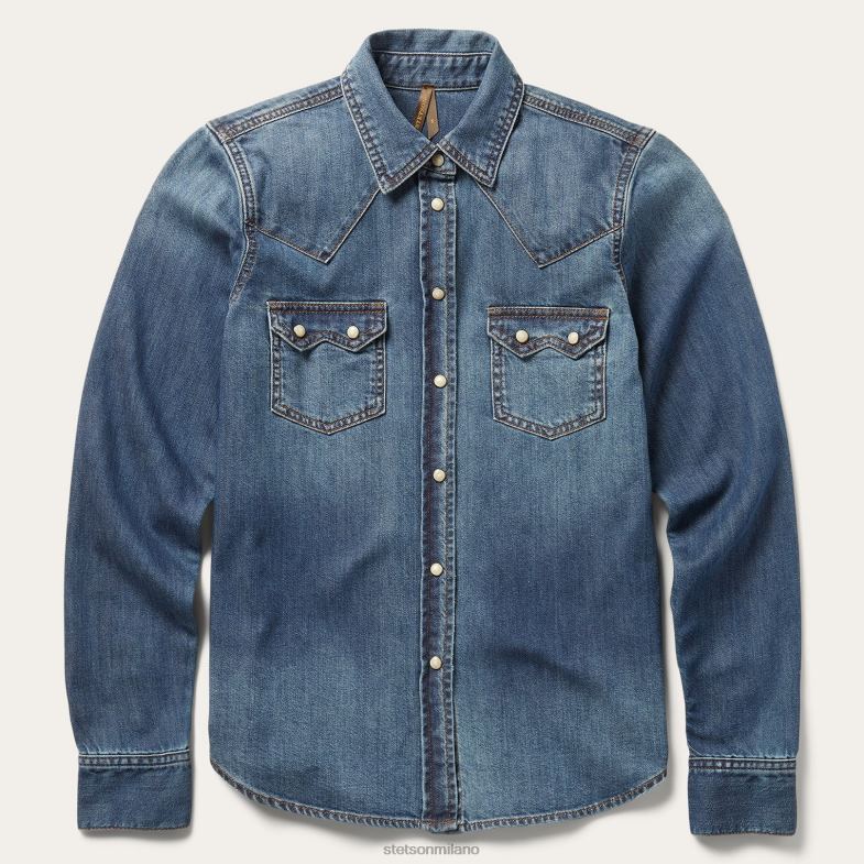 Stetson camicia di jeans invecchiata 6BP6J430 abbigliamento blu donne