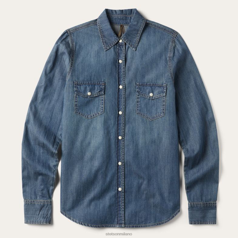 Stetson camicia in denim dal taglio fidanzato 6BP6J446 abbigliamento blu donne