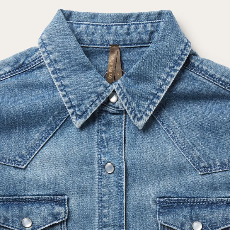 Stetson camicia in denim dal taglio fidanzato ricamato 6BP6J432 abbigliamento blu donne