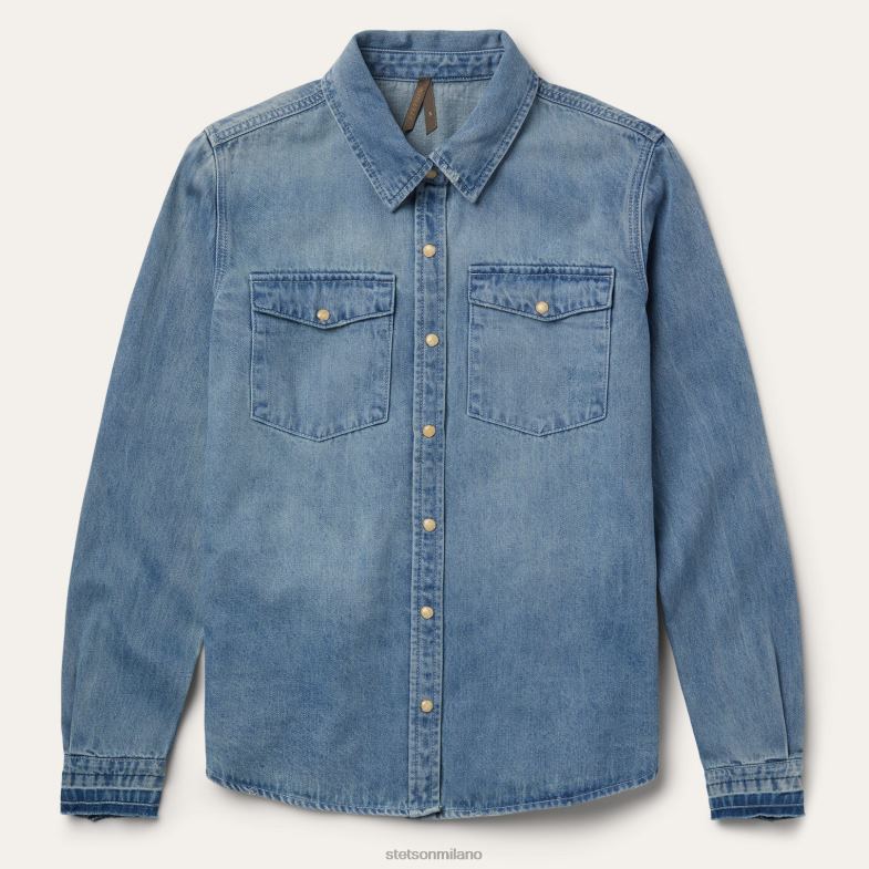 Stetson camicia in denim dalla vestibilità ampia con bottoni automatici 6BP6J437 abbigliamento blu donne
