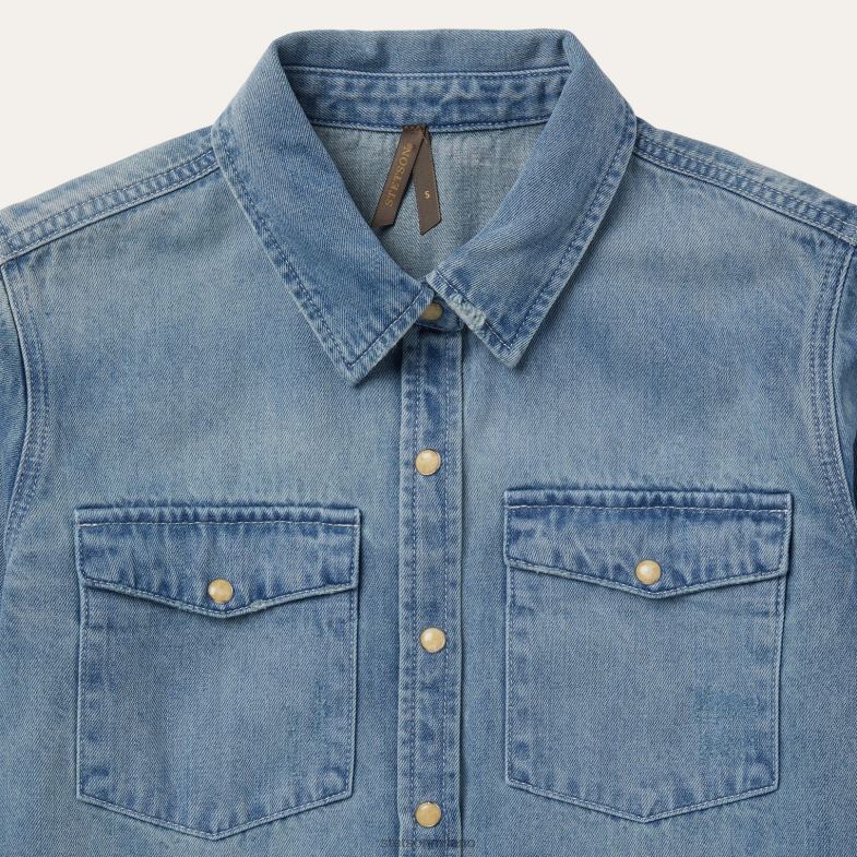 Stetson camicia in denim dalla vestibilità ampia con bottoni automatici 6BP6J437 abbigliamento blu donne