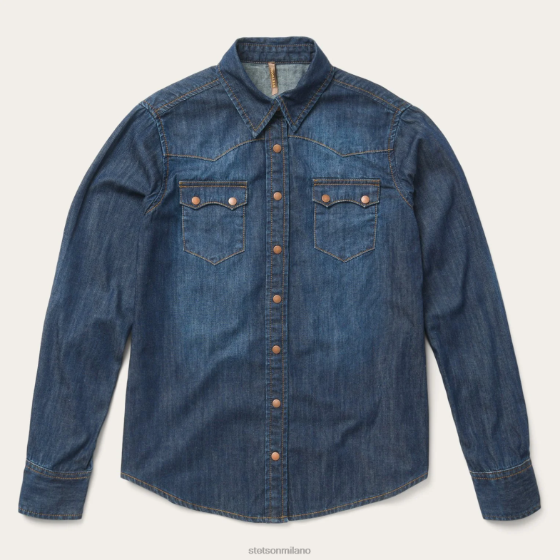 Stetson camicia in denim scuro con bottoni automatici sul davanti 6BP6J480 abbigliamento blu donne