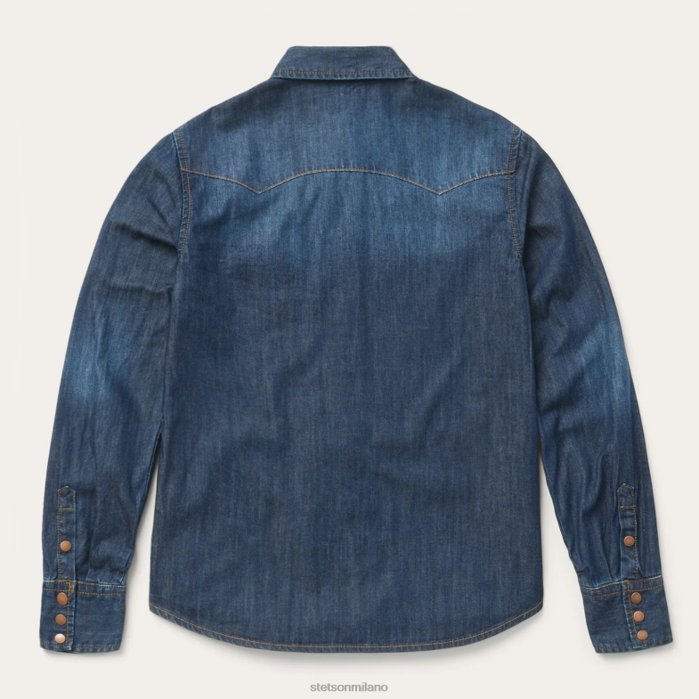 Stetson camicia in denim scuro con bottoni automatici sul davanti 6BP6J480 abbigliamento blu donne