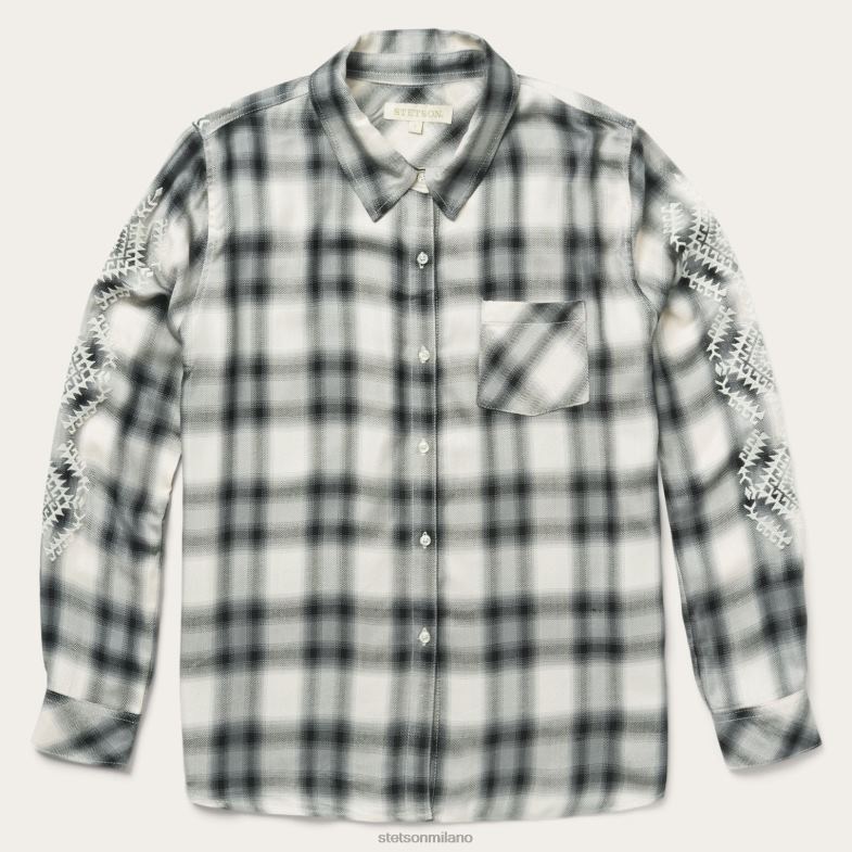 Stetson camicia in twill di rayon scozzese effetto smokey ombre 6BP6J453 abbigliamento grigio donne