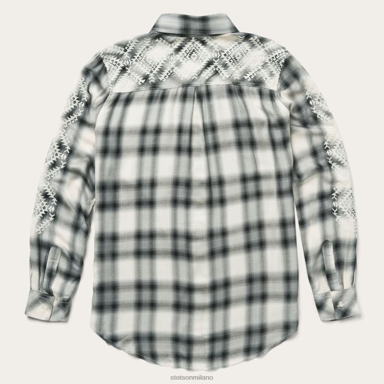 Stetson camicia in twill di rayon scozzese effetto smokey ombre 6BP6J453 abbigliamento grigio donne