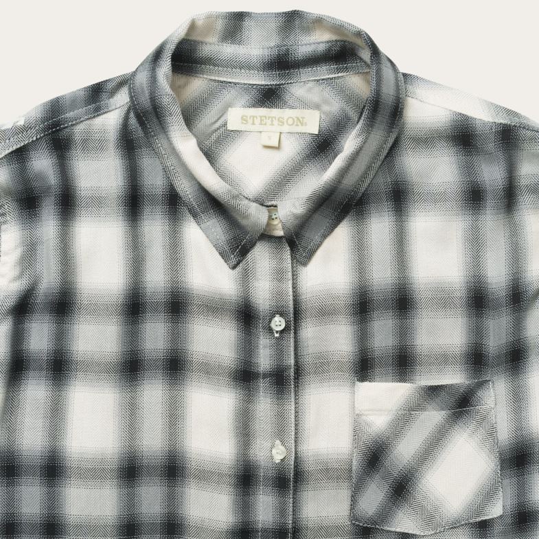 Stetson camicia in twill di rayon scozzese effetto smokey ombre 6BP6J453 abbigliamento grigio donne
