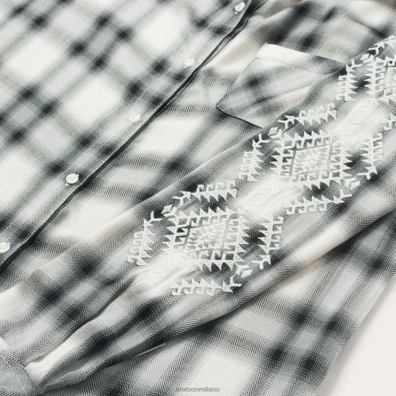 Stetson camicia in twill di rayon scozzese effetto smokey ombre 6BP6J453 abbigliamento grigio donne