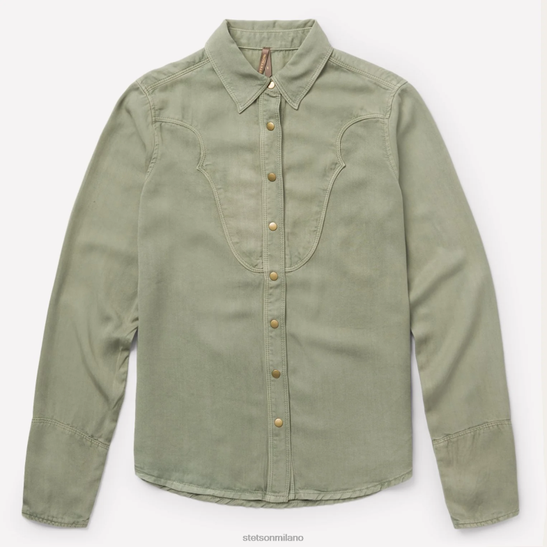 Stetson camicia western con bottoni automatici sul davanti in twill verde oliva 6BP6J479 abbigliamento verde donne