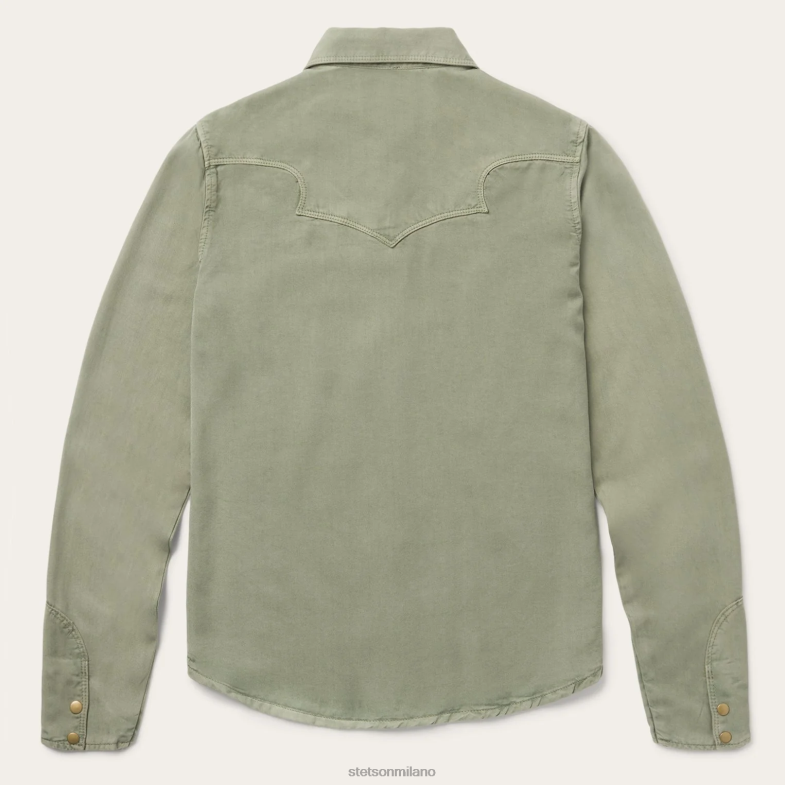 Stetson camicia western con bottoni automatici sul davanti in twill verde oliva 6BP6J479 abbigliamento verde donne