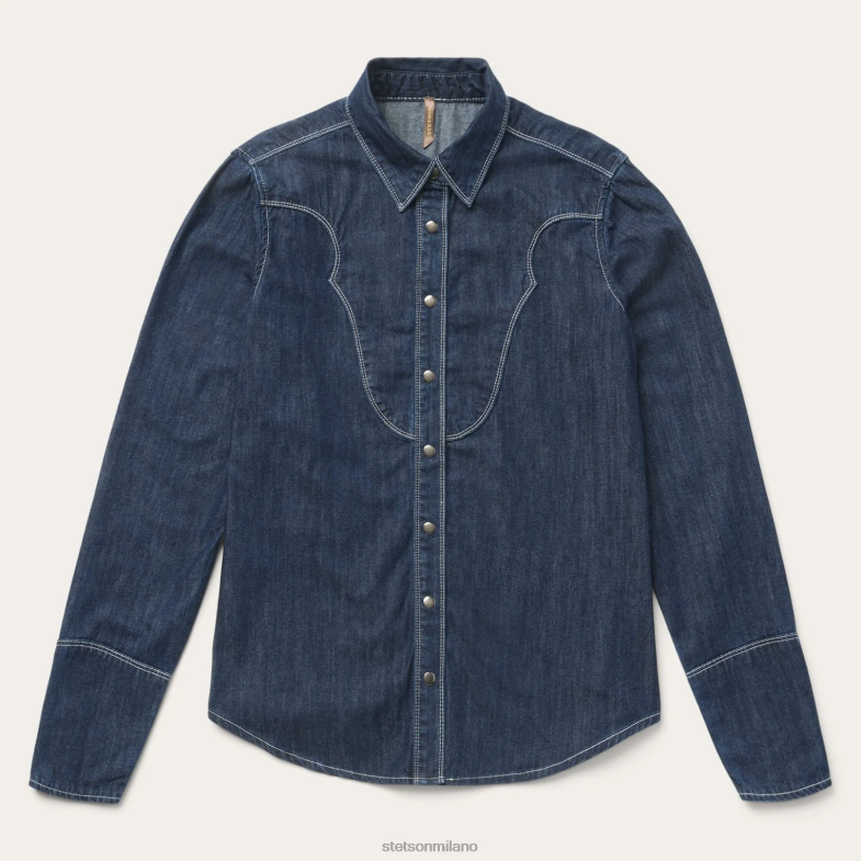Stetson camicia western vintage in denim scuro 6BP6J466 abbigliamento blu donne