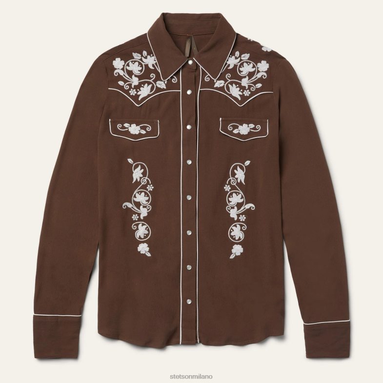 Stetson classica camicetta western con bottoni automatici 6BP6J451 abbigliamento marrone donne