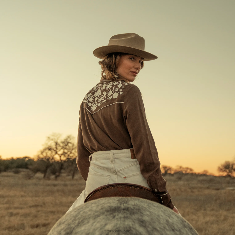 Stetson classica camicetta western con bottoni automatici 6BP6J451 abbigliamento marrone donne