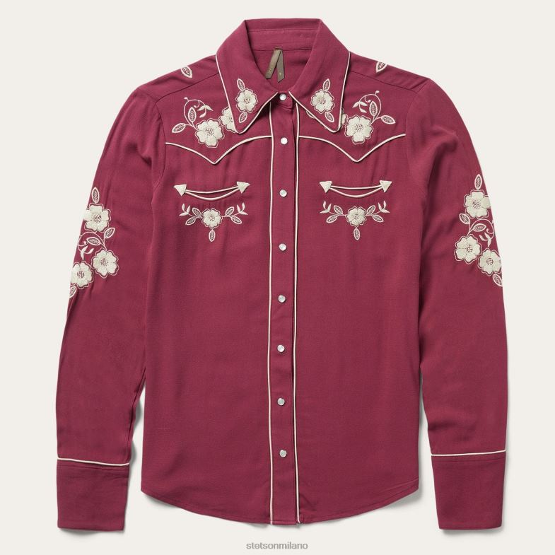 Stetson classica camicetta western con bottoni automatici 6BP6J462 abbigliamento vino donne