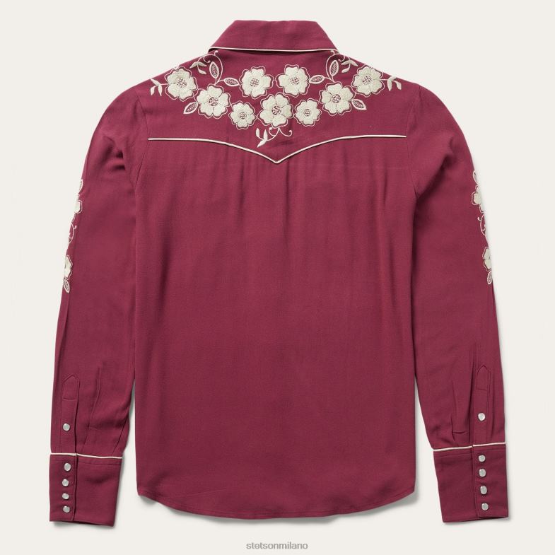 Stetson classica camicetta western con bottoni automatici 6BP6J462 abbigliamento vino donne