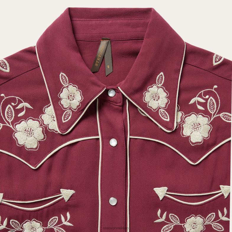 Stetson classica camicetta western con bottoni automatici 6BP6J462 abbigliamento vino donne