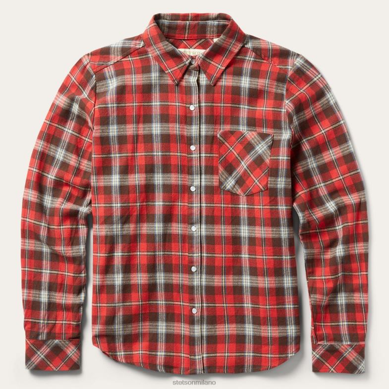 Stetson classica camicia di flanella western 6BP6J450 abbigliamento rosso donne