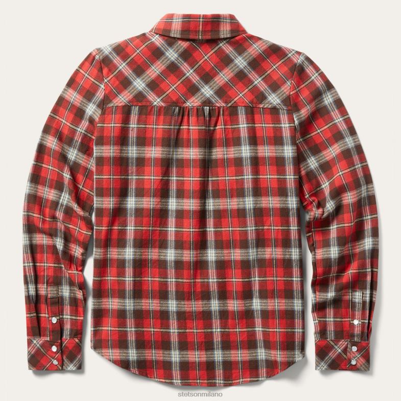 Stetson classica camicia di flanella western 6BP6J450 abbigliamento rosso donne