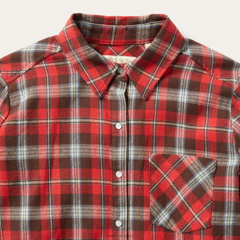 Stetson classica camicia di flanella western 6BP6J450 abbigliamento rosso donne