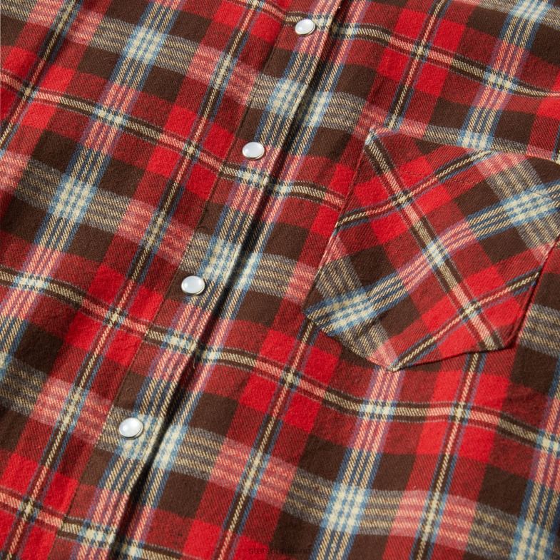 Stetson classica camicia di flanella western 6BP6J450 abbigliamento rosso donne