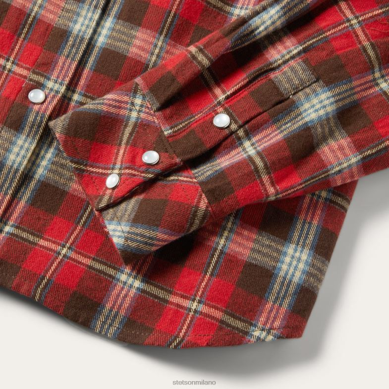 Stetson classica camicia di flanella western 6BP6J450 abbigliamento rosso donne