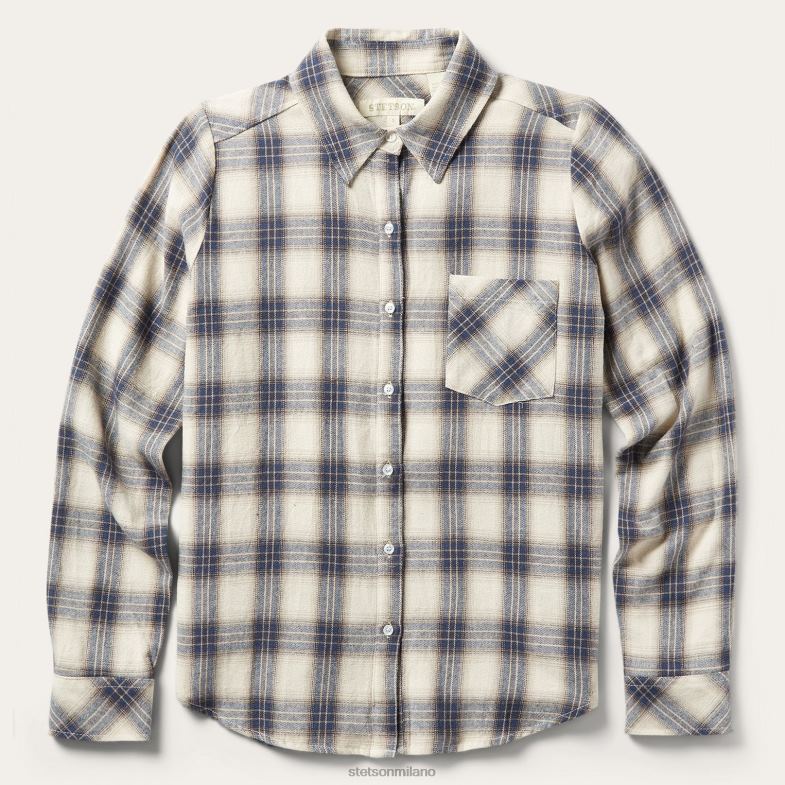 Stetson classica camicia di flanella western 6BP6J454 abbigliamento crema donne