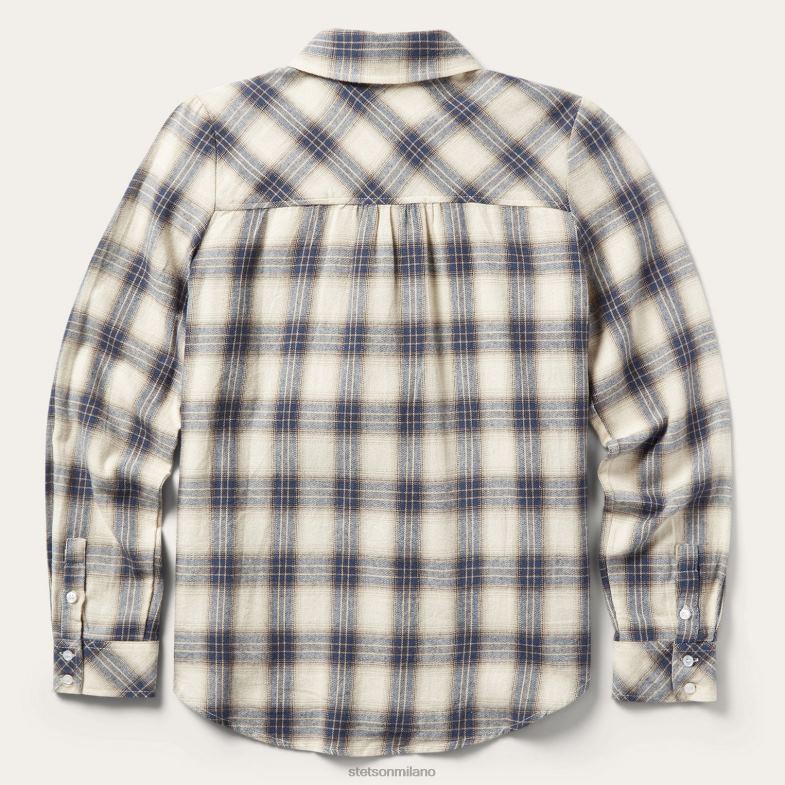 Stetson classica camicia di flanella western 6BP6J454 abbigliamento crema donne