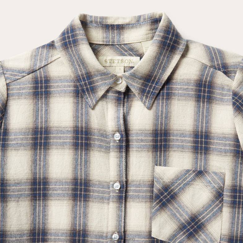 Stetson classica camicia di flanella western 6BP6J454 abbigliamento crema donne